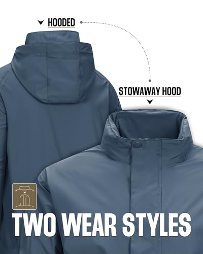 Image of 33,000ft Men's Packable Rain Jacket Waterproof Lightweight Raincoat Rain Shell with Hood for Outdoor Hiking Golf Travel