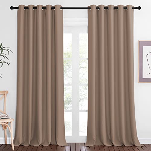 NICETOWN Blackout Bedroom Curtain 102 inches Length, Grommet Thermal Insulated Light Blocking Sound Proof Window Drape Extra Long Luxury for Living Room (Cappuccino, W66 x L102, 1 Panel)