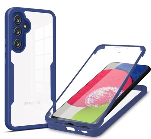 COMAKU Samsung Galaxy A15 5G Hülle Eingebauter displayschutz 360 Grad Rundumschutz Handyhülle, Militärischer Stoßfest TPU Bumper Schutzhülle Robuste Durchsichtige Kratzfest Case - Blau