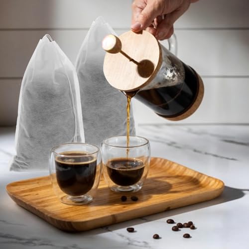 50 Pcs Cold Brew Bags Disposable Coffee Filter Bag 6x10 Inch Cold Brew Bag No Mess Tea Filter-Bags for Iced Coffee Hot Tea Spice Fine Mesh Brewing Bags with Drawstring - Image 6