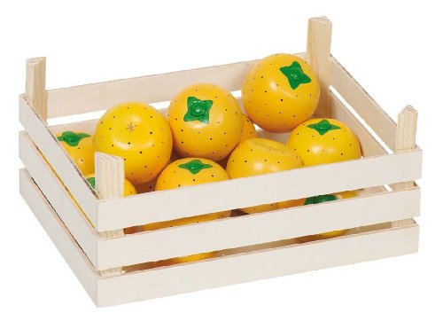 Goki 51884 - 12 Apfelsinen mit Holzkiste 16,5 x 12,5 cm