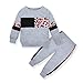 ZOEREA Conjunto de Ropa de Bebé Niña Moda Manga Sudadera Tops + Pantalones Leopardo Recién Nacido Niñas Otoño Primavera Trajes (Gris, 12-18 Meses)