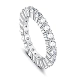 Diamday 14K White Gold Eternity Rings for Women 1 Rows Cubic Zirconia Wedding Anniversary Engagement
