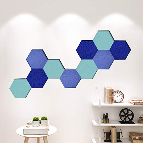 Filz-Pinnwand aus Kork, Set von Wand-Puzzle, sechseckige Form, Pinnwand, Eva, selbstklebend, um Fotos, Memos, Anzeigetafel, Pads, Bilder, Zeichnen, Ziele, Notizen, bunte Schaumstoff-Wanddekoration Cover