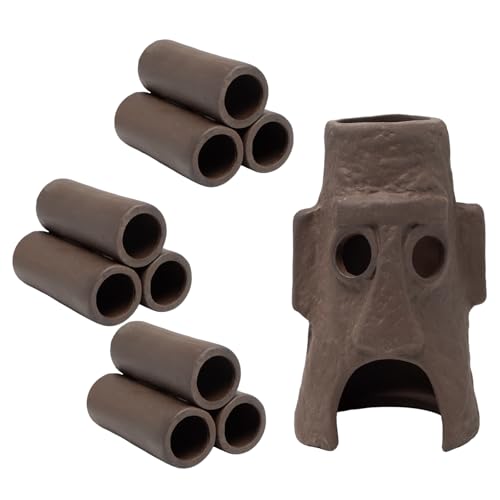 Sxutop 4 Stück Aquarium Keramik Höhle Garnelen Versteck Klein Aquarium Deko Höhle Garnelen Keramik Ablaichhöhle Fisch Tank Zubehör Garnelenröhre Aquarienhöhlen für Fischbecken Landschaftsdekoration