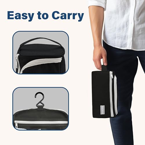 Image of Pantheon Men's Toiletry Bag - Travel Toiletry Bag Wash Bag Hanging Dopp Kit Shaving Kit for Bathroom Shower - Mens Travel Bag Hanging Toiletry Organizer Toiletry Kit for Traveling (Black)