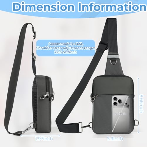 Image of VADOO Sling Bag, Anti Theft Sling Crossbody Bag for Women Men, Lock Zipper, RFID Blocking, Water Resistant, Compact Lightweight Waist Pack for Travel & Daily Use (Grey)