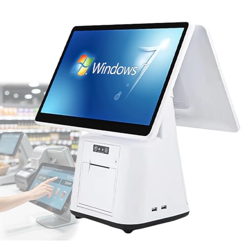 Image of Restaurant POS System with 15.6-Inch Touchscreen - All-in-One Cash Register for Small Business, 8GB RAM 128GB SSD, Retail Store Payment Terminal with Receipt Printer (Dual Screen)