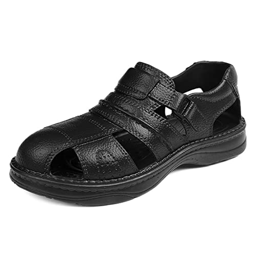 Men Sandals Outdoor Non-slip Beach PU Black Flat Fisherman Casual Shoes