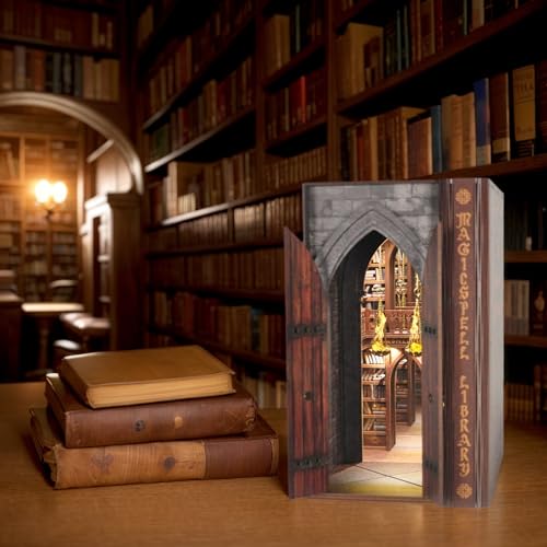 Image of Dolphin Island DIY Book Nook Kit for Adults, Infinite Magicspell Library Booknook with Flame Illusion