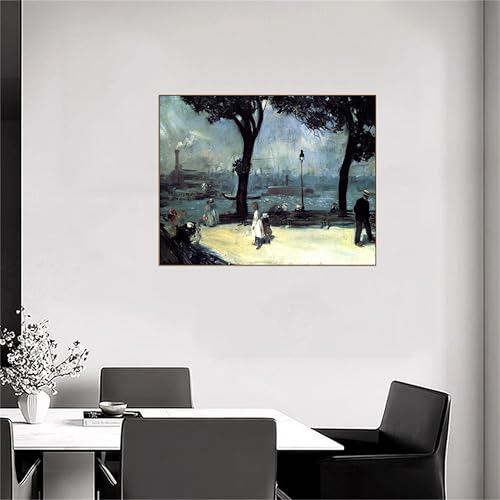 William Glackens Tableau River Cadre en Bois Mur Vide Solution Déco 40x30cm