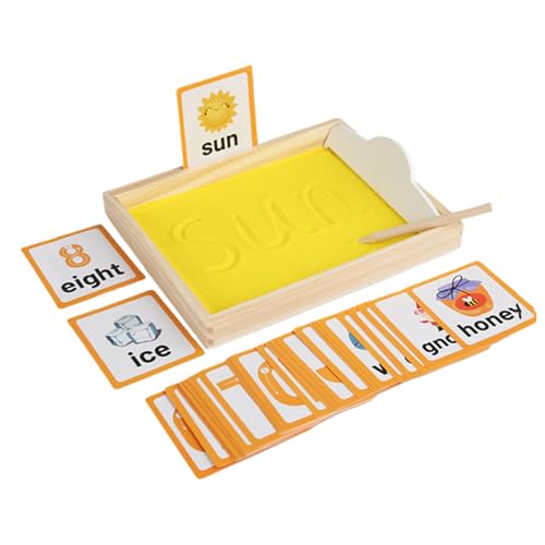 de educativa para la Escritura - Bandeja de de Aprendizaje de Madera | Juguete Educativo con bolígrafo y Tarjetas para el Desarrollo de la motricidad Fina, práctica de Letras