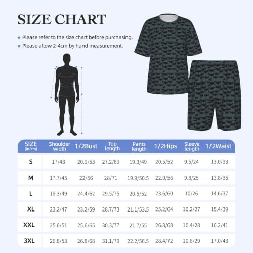 Pyjama à manches courtes homme imprimé chauve-souris vêtement de nuit