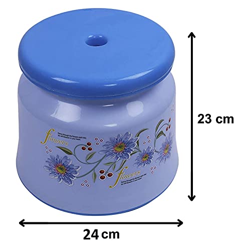 Kuber Industries Bathroom Stool|Plastic Stool for Bathroom|Anti-Slip with Strong Bearing|Solid Surface | Blue, 24D x 24W x 23H Cm