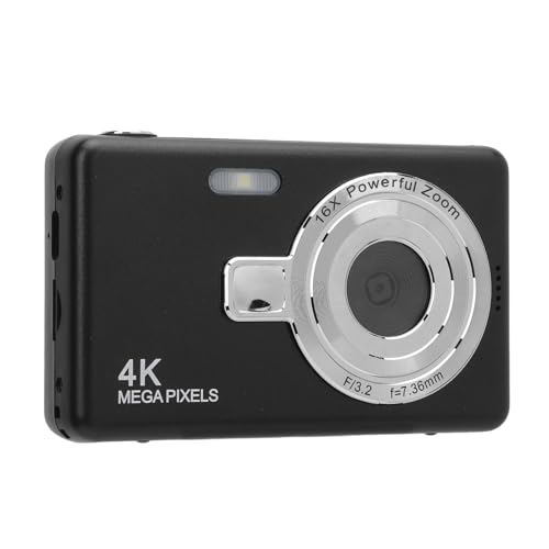 Fotocamera Digitale 16x Zoom Ottico 4k Anti -screma Videocamera con Luce di Riempimento per a Punto Piccolo Portatile da 50 MP per Bambini Adolescenti 64 GB