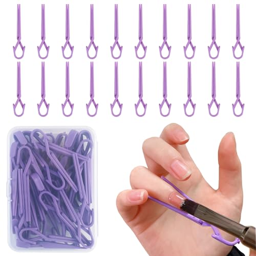 DANNEASY 20pcs Nail Polish Protector for Fingers - Acrylic Nail Protector Tool Easy C Curve Nail Pinching Clips Manicure Tools Nail Clips for Gel Nail Extension UV Builder Nail Art Supplies - Purple
