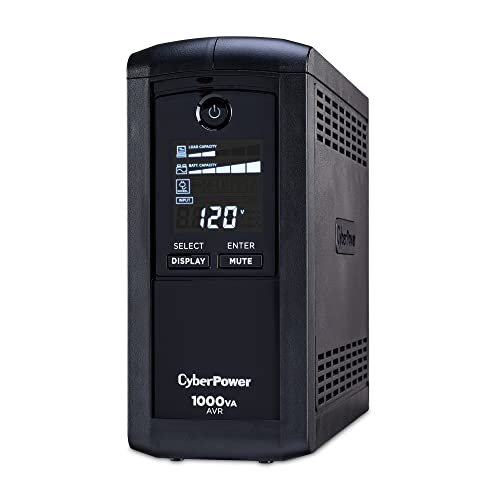 Cyberpower Cp1000Avrlcd Intelligent Lcd Ups System, 1000Va/600W, 9 Outlets, Avr, Mini-Tower, Black #TOP3