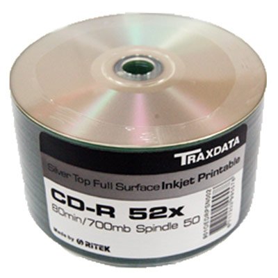 Cd-r traxdata 52x silver ff printable bobina 50 pcs (by ritek)