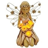 Coleman Cable Moonrays 91332 Solar Power Highlighted Fairy with Sunflowers Garden Light
