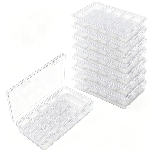 Image of 112 Pieces Mixed Sizes Rectangular Empty Mini Clear Plastic Organizer Box | Hinged Lids, For Small Items, Craft Projects, Bead Organizers