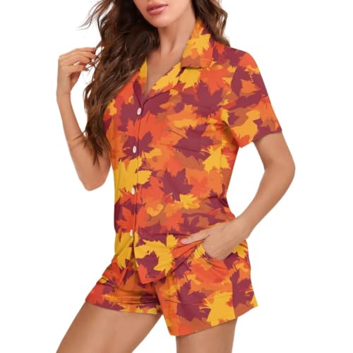 Image of Women's Short Sleeve Sleepwear Pajamas Nightwear with Pockets