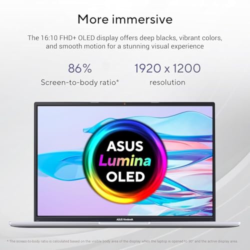 Image of ASUS Vivobook 16, 13th Gen, Intel Core i5-13420H,16GB RAM,512GB SSD,FHD (1920 x 1200) OLED,Win 11,M365 Basic (1Year)*,Backlit Keyboard,Office 2024,Silver,1.88 kg,X1605VA-SH1952WS, Thin & Light Laptop