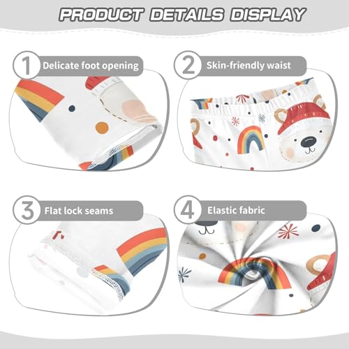 Cartoon Bear Rainbow Girls Leggings Ultra Soft Compression Yoga Gym Pants for Kids 4-10T3