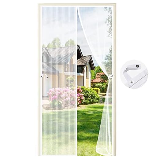 Magnetiskt insektsnät dörr 90 x 210 cm myggnät dörr insektsskydd flygskyddsgardin automatisk stängning magnet för balkongdörr vardagsrum altandörr, självhäftande montering (vit)