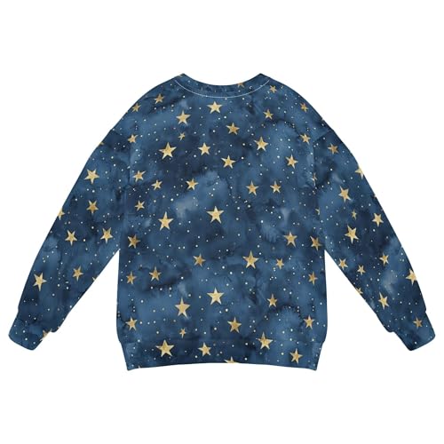 JUNZAN Glitter Stars on Navy Blue Little Kids Hooded Sweatshirt Long Sleeve Kids Pullover Hoodie Party 4T2