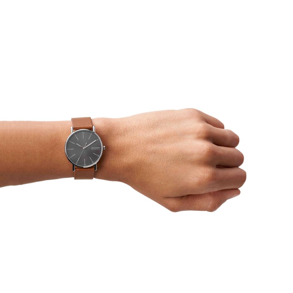 Skagen Orologio Signatur per uomo, Movimento al quarzo a tre lancette con cinturino in pelle