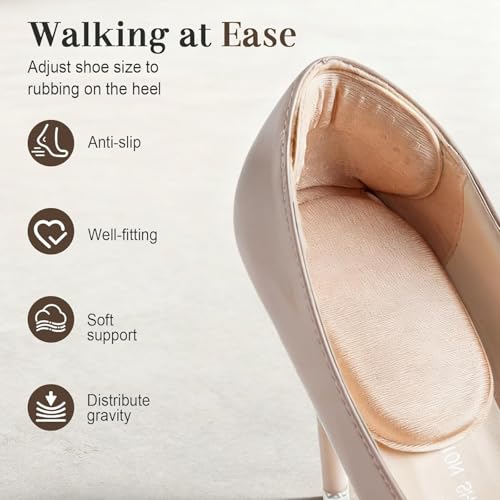 Image of Heel Pads for Shoes,Heel Grips Liner Cushions Inserts for Loose Shoes,Anti Slip Shoe Inserts for Too Big Shoes Women Men,Soft Heel Protectors Stop Heel Slip & Blisters. (Transparent*4pairs)