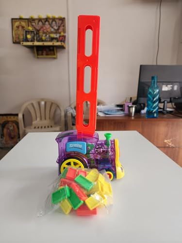 Image of Domino Funny Train Mega Pack, Battery-Operated Domino Laying Train with Music and Lights, 60 Pieces Domino Set for Kids Ages 3+