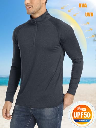Image of MAGCOMSEN Men's Quarter Zip Pullover Long Sleeve Sweatshirts Fleece Lined Golf Pullover Thermal Gym Workout Tops