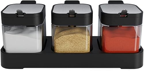 Tarros de especias para condimentos de vidrio 56 onzas 86fl oz contenedor de especias con tapas y cucharas y bandeja recipientes de condimentos de