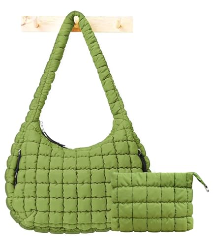 Bolsa tiracolo feminina acolchoada Hobo - macia e macia e leve para mulheres, uso diário, trabalho, viagens, Verde