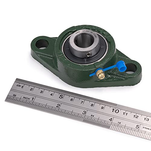 Image of XIKE 2 Pcs UCFL203 Bore 17 mm Pillow Block Flange Mounted Ball Bearings. | Solid Cast Iron Base and Self Aligning Chrome Steel Sealed Bearings