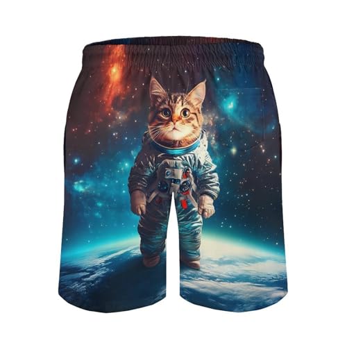 Astronaut Cat Galaxy-Spacees Mens Swim Trunks Quick Dry Board Shorts Beach Swimwear Bathing Suits3