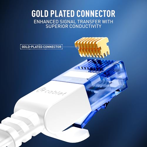 Image of CABLET Cat 6 Ethernet Cable 20 Meter | 100% Pure Copper Flat RJ45 LAN Cable | 1Gbps 250MHz High Speed Internet Cable | UTP Network Patch Cord for Router, Modem & PC | White (20 Meter)