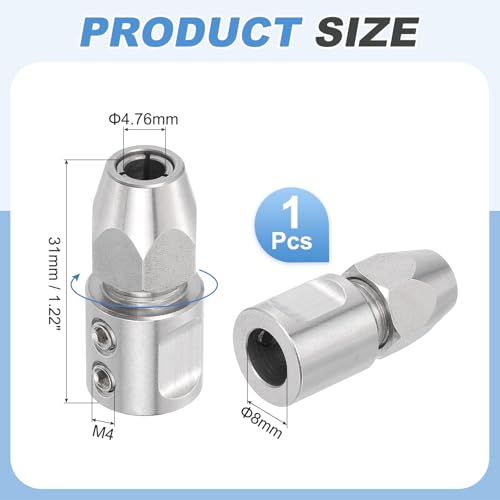 Acoplador flexible de 8mm a 4,76mm sourcing map de acero inoxidable para motor de barco RC 2