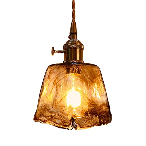 Luminaires suspendus au plafond en verre ambré 14x18cm