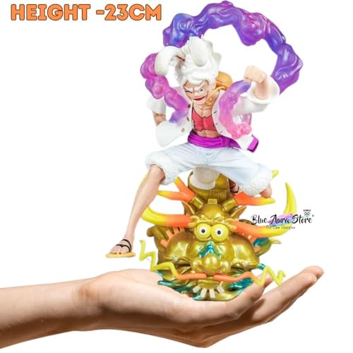 Image of Blue Aura Monkey D Luffy Gear 5 Action Figure Height-23cm Multicolour PVC | Luffy Bunny