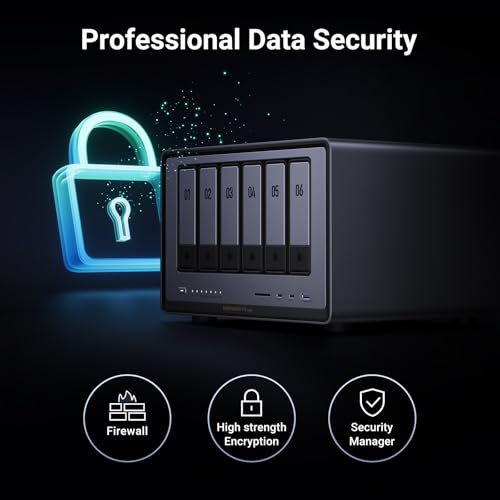 Image of UGREEN NAS DXP6800 Plus 6-Bay Desktop NAS, Intel i3 1215u 6-Core CPU, 8GB DDR5 RAM, Built-in 128G SSD, 1x 10GbE and 1x 2.5GbE LAN Port, 2X M.2 NVMe Slots, 4K HDMI, Network Attached Storage (Diskless)