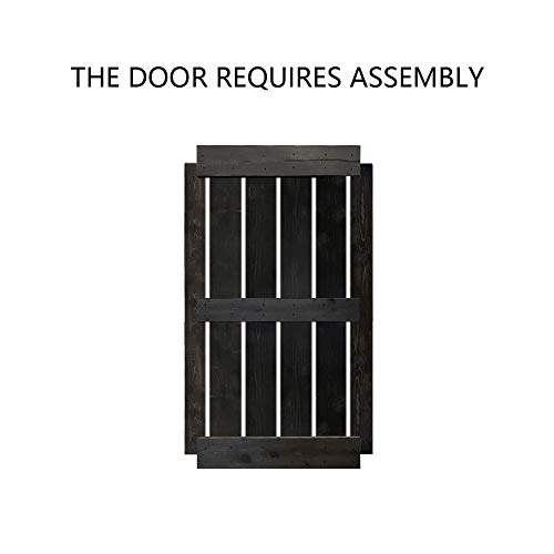TMS Mid-Bar Stained Solid Knotty Pine Wood Interior Sliding Barn Door with Sliding Hardware Kit… (84” X 36\", Charcoal Black) - Thumbnail 3