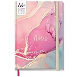 paper&you® Carnet de notes quadrillé A6+ avec élastique 'rose soie' de...