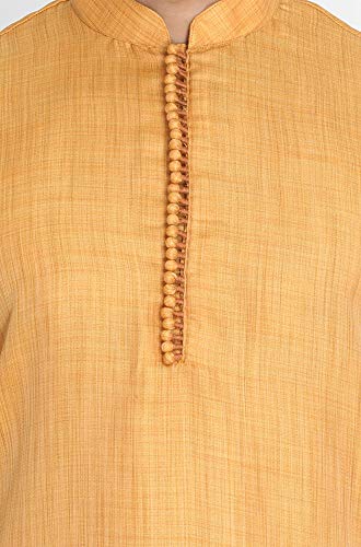 Image of VASTRAMAY Men's Beige Cotton Silk Blend Kurta