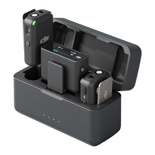 Image of DJI Mic (2 TX + 1 RX + Charging Case), Wireless Lavalier Microphone, 250m (820 ft.) Range, 15-Hour Battery, Noise Cancellation Wireless Microphone for PC, iPhone, Record Interview, YouTube, Black