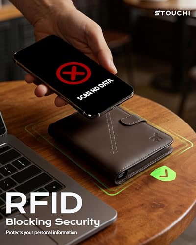 Image of Stouchi AirTag Passport Holder, Passport Holder with Detachable Magnetic Card Case, RFID-blocking, 1-Second Pull Strap & One-Hand Access, Premium Vegan Leather Travel Document Organizer