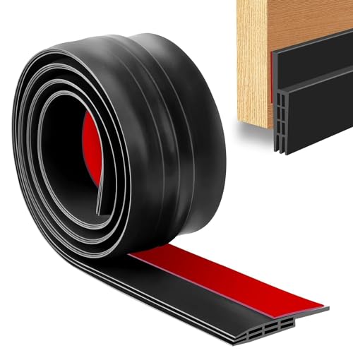 Image of 1-Meter | Silicon Door Bottom Sealing Strip | Self Adhesive Door Gap Filler Rubber | Bottom Sealing Strip Guard | Protector from Cockroach, Insect, Bugs, Air & Dust (Black)