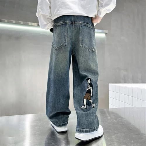 Boys Baggy Jeans Distressed Wide Leg Denim Pants Casual Loose Elastic Waist Denim Pants Pull On Jeans Trendy Trousers4