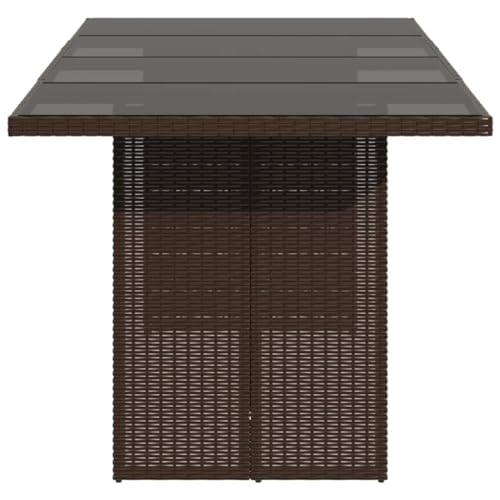 Mesa de jardín de poliratán marrón resistente terraza y balcón 5